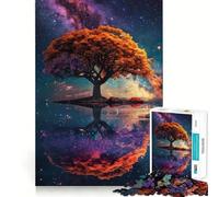 Puzzle 1000 pièces pour Adultes Arbre de Vie Reflet Cosmique Découpe précise Art Créatif Jeu de Réflexion Loisirs Jeu Amusant Cadeau d'anniversaire (38x26cm)