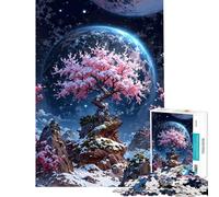 Puzzle 1000 pièces pour Adultes Arbre en Fleurs de Cerisier sur Une planète Extraterrestre Jeu de Construction pour Adultes Décoration Parfaite Cadeau Unique pour Un Anniversaire ou Noël (38x52cm)