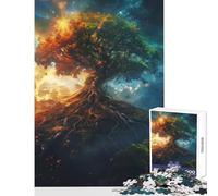 Puzzle 1000 pièces pour Adultes Arbre Magique et coloré Décoration intérieure Jouet Cadeau de Noël Secret Jeu de réflexion et de détente Dimensions 38x52cm