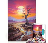 Puzzle 1000 pièces pour Adultes Arbre Solitaire du désert Jeu éducatif Difficile et Stimulant Collection d'artistes Beaux-Arts 38x52cm