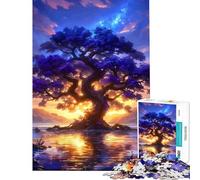 Puzzle 1000 pièces pour Adultes Arbre Violet Coucher de Soleil Jeu addictif pour cultiver la Patience Casse-tête Cadeau Amusant pour Toute la Famille Femmes et Hommes (Dimensions 38x26cm)