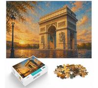 Puzzle 1000 pièces pour Adultes, Arc de Triomphe Paris Vintage Poster | Pour le plaisir d'un puzzle classique : ce puzzle 1000 pièces adulte convient aux loisirs calmes en intérieur.