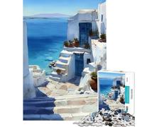 Puzzle 1000 pièces pour Adultes Architecture et paysages Marins des îles grecques Jeu intellectuel Familial Convient aux Couples pour Les Amateurs de Jeux (Dimensions 38x26cm)