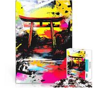 Puzzle 1000 pièces pour Adultes Art Abstrait du Portail Torii Japonais Impossible avec des pièces de Formes aléatoires entièrement imbriquées 50x70cm