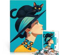 Puzzle 1000 pièces pour Adultes Art Chic et Vintage de la Dame aux Chats Jeu intellectuel Améliorer la mémoire 38x26cm
