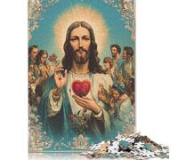 Puzzle 1000 Pièces pour Adultes Art Chrétien Jésus Puzzle Créatif Rectangulaire en Bois Amis et Famille, 1000 Pièces (75x50cm)