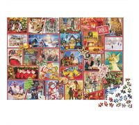 Puzzle 1000 pièces pour Adultes Art Collage de Noël Collage de Noël Scènes festives Hiver Difficile Premium Épais Solide Haute qualité Vibrant Défiant Soulagement du Stress 70x50cm/1000pcs