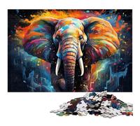 Puzzle 1000 pièces pour Adultes Art coloré éléphant Animaux Jeux éducatifs Cadeaux de Noël et d'anniversaire pour Adolescents de 14 Ans et Plus 1000 pièces (38 x 26 cm)