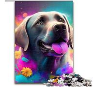 Puzzle 1000 pièces pour Adultes, Art coloré, Labrador, Puzzle Difficile pour Adultes, idéal pour Les Amoureux, Cadeau Parfait pour Noël, Le Nouvel an, la Saint-Valentin, Taille : 38x26cm