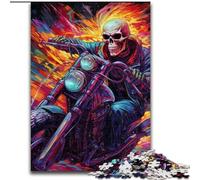 Puzzle 1000 pièces pour Adultes Art Crâne Moto Puzzle en Bois, Jouets Cadeau Éducatif Intellectuel Décompressant Amusant Jeu Familial 1000 pièces(50x75cm)