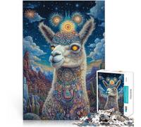 Puzzle 1000 pièces pour Adultes Art d'alpaga coloré Défi Difficile pour soulager Le Stress Cadeau d'anniversaire 75x50cm