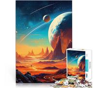 Puzzle 1000 pièces pour Adultes Art des Montagnes et des planètes Soulagement du Stress avec Affiche et Feuille de Questions correspondantes 38x26cm