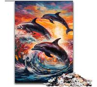 Puzzle 1000 pièces pour Adultes Art Dolphin Jigsaw pour s'amuser en Famille Parfait pour Les Vacances, Les soirées de Jeux interactives (Taille : 50x75cm)