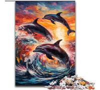 Puzzle 1000 pièces pour Adultes Art Dolphin Jigsaw pour s'amuser en Famille Parfait pour Les Vacances, Les soirées de Jeux interactives (Taille : 26x38cm)