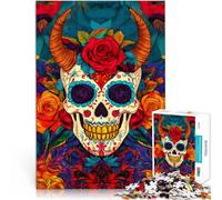 Puzzle 1000 pièces pour Adultes Art du crâne coloré Fait de Papier，pour et à partir de 14 Ans et Plus Jouet éducatif pour Apprendre Cadeaux d'anniversaire。Taille：26x38cm/10.24x14.96pouce