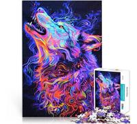 Puzzle 1000 pièces pour Adultes Art du Loup au néon Entraînez Votre Cerveau et Vos Mains Renforcer l'amour Entre Les Couples 75x50cm