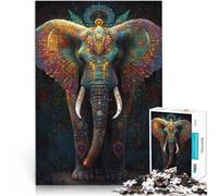 Puzzle 1000 pièces pour Adultes Art du Roi éléphant Fait de Papier,pour Les 14 Ans et Plus Jeu de Puzzle Jeux Jouets Cadeaux。Taille:26x38cm/10.24x14.96pouce