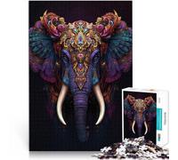 Puzzle 1000 pièces pour Adultes Art du Roi éléphant Fait de Papier,pour Les 14 Ans et Plus Jeu Stimulant et Jeu Familial Jouets Cadeaux。Taille:26x38cm/10.24x14.96pouce