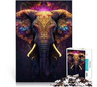 Puzzle 1000 pièces pour Adultes Art du Roi éléphant Fait de Papier,pour Les 14 Ans et Plus Œuvre d'art De Superbes Cadeaux et Jouets。Taille:38x52cm/14.9x20.4pouce
