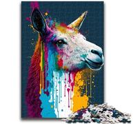 Puzzle 1000 pièces pour Adultes Art Néon Alpaga Apprentissage Jouets éducatifs Décoration d'intérieur Unique et Cadeaux pour 14+ 26x38cm