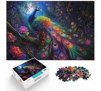 Puzzle 1000 pièces pour Adultes, Art Nouveau Neon Peacock | Pour les w nds d'hiver : ce puzzle 1000 pièces adulte se prête à un moment partagé pendant les fêtes.