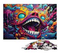 Puzzle 1000 pièces pour Adultes Art psychédélique coloré Amusant en Famille avec Affiche et fiche de Questions réponses Assorties (38 x 26 cm)