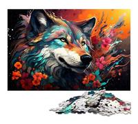 Puzzle 1000 pièces pour Adultes Art psychédélique coloré Fleur Diable Loup Puzzle pour Cadeaux Anti-Stress défi Difficile 1000 pièces (75 x 50 cm)