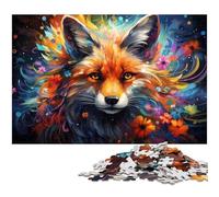 Puzzle 1000 pièces pour Adultes Art psychédélique coloré Renard Puzzle pour Cadeaux Anti-Stress défi Difficile 1000 pièces (38 x 26 cm)