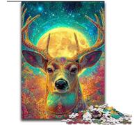 Puzzle 1000 pièces pour Adultes, Art psychédélique et visionnaire du cerf, Jeu interactif Familial, idéal pour Les Adolescents, Cadeau Casse-tête (Taille 26x38cm)