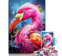 Puzzle 1000 pièces pour Adultes Art psychédélique Flamant Rose 1000 pièces pour Adolescents Jeux d'activités familiales stimulants Jouet à Faire soi-même pour décoration Murale de la Maison Cadeaux