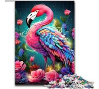 Puzzle 1000 pièces pour Adultes Art psychédélique Flamingo Puzzles Difficiles pour Adultes Idéal pour Les Amoureux, du Nouvel an, de la Saint-Valentin Taille : 38x26cm
