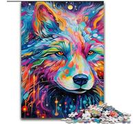 Puzzle 1000 pièces pour Adultes Art psychédélique Loup en Bois, ce Qui en Fait Un Excellent Cadeau pour s'amuser en Famille 50x75cm Un pour Noël ou Un Anniversaire