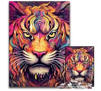 Puzzle 1000 pièces pour Adultes, Art psychédélique, Tigre, Puzzle pour Adultes, Jeu interactif Familial, défi cérébral, Cadeau 26x38cm / 10,23x14,96 Pouces
