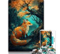 Puzzle 1000 pièces pour Adultes Art Renard sous l'arbre 1000 pièces pour Adultes, Interaction Parent-Enfant intéressante pour réduire Le Stress (Taille 38x26cm)