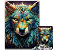 Puzzle 1000 pièces pour Adultes Art Wolf Puzzles en Bois Haute Difficulté Casse-tête pour Adolescents 50x75cm / 19,68x29,52 Pouces