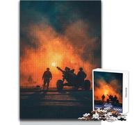Puzzle 1000 pièces pour Adultes - Artillerie Militaire au Coucher du Soleil - Idéal pour des Moments de détente - Découpe Nette - Dimensions 38x26cm
