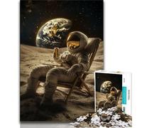 Puzzle 1000 pièces pour Adultes Astronaute Assis sur la Lune 1000 pièces pour Adultes, Cadeau d'anniversaire, Cadeaux, décoration Murale pour Les 14 Ans et Plus (Taille 38x26cm)