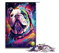 Puzzle 1000 pièces pour Adultes Astronaute Bulldog Jeu de Puzzle Décoration Parfaite pour Les Adolescents de 14 Ans et Plus 75x50cm