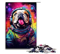 Puzzle 1000 pièces pour Adultes Astronaute Bulldog Jeu Puzzles pour est idéal comme Cadeau pour Toute la Famille 75x50cm