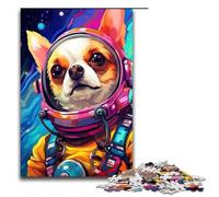 Puzzle 1000 pièces pour Adultes Astronaute Chihuahua bébé Amusant en Famille avec Affiche et fiche de Questions réponses Assorties 75 x 50 cm