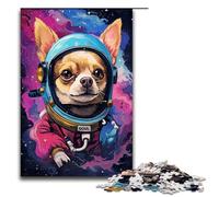 Puzzle 1000 pièces pour Adultes Astronaute Chihuahua bébé Amusant en Famille avec Affiche et fiche de Questions réponses Assorties 75 x 50 cm