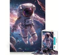 Puzzle 1000 pièces pour Adultes Astronaute dans l'espace avec reflet de Galaxie Jeu d'assemblage Facile Jeu de réflexion Amusant et Relaxant Activité d'anniversaire (50x75cm)