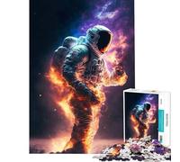 Puzzle 1000 pièces pour Adultes Astronaute dans l'espace Flammes Jeu éducatif Jeu Pratique Idée Cadeau éducative (Dimensions 38x52cm)