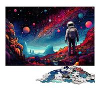 Puzzle 1000 pièces pour Adultes Astronaute Debout sur Une Galaxie colorée Cadeau d'anniversaire décoration Murale 1000 pièces (75 x 50 cm)