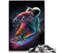 Puzzle 1000 pièces pour Adultes Astronaute patinant dans l'espace Staycation Tuez Le Temps avec des pièces entièrement emboîtables de Formes aléatoires 26x38cm