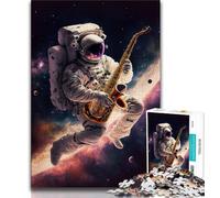 Puzzle 1000 pièces pour Adultes Astronaute Saxophone Adultes 1000 pièces Jouets éducatifs pour Toute la Famille (38x26cm)