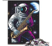 Puzzle 1000 pièces pour Adultes Astronaute Saxophone Puzzle en Bois Taille 50x75cm Cadeau Stimulant pour Les Cerveaux, activité éducative pour Adolescents