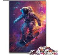 Puzzle 1000 pièces pour Adultes Astronautes sur Skateboards, en Carton, Casse-tête Stimulant à Faire soi-même, Jeu Familial idéal ou Cadeau décoratif, 1000 pièces(26x38cm)