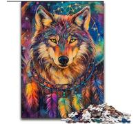 Puzzle 1000 pièces pour Adultes Attrape-rêves Loup Puzzle 1000 pièces pour Adultes Jeu d'activités familiales pour Adolescents, Casse-tête Stimulant (Taille 26x38cm)
