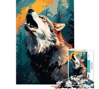 Puzzle 1000 pièces pour Adultes Aube et Loup Hurlant dans la Forêt Un Jeu addictif pour développer la Patience en Famille idéal comme Cadeau Amusant (38x52cm)